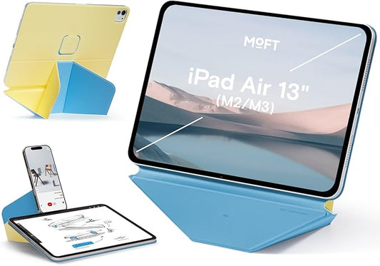 MOFT Dynamic Folio Tablet Stand for Desk Compatible with iPad Air 13-inch (M3 2025 / M2 2024), Slim Magnetic Tablet Holder Case with 20+ Viewing Angles, Panna Cotta x Faded Jeans