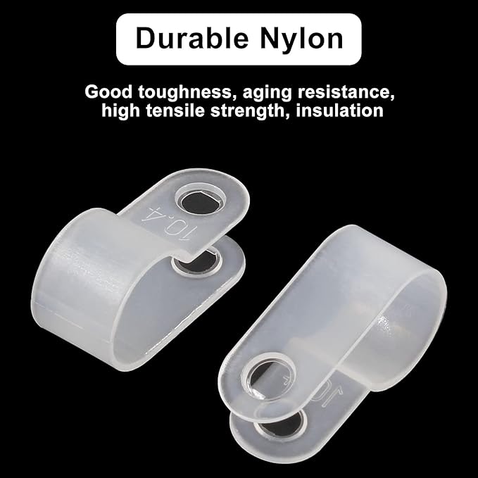 50Pcs 3/8 Inch Rope Light P-Style Clips with Screws, Cable Clip Wire Clamp Cable Organizer Cord Holder for Wire Management