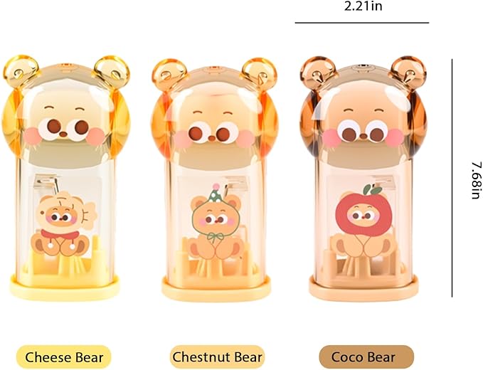 Cute Bear Stationery Set,Including 3Pcs Cute Bear Pencil Sharpeners, Kawaii School Supplies for Kawaii Office School Home Supplies