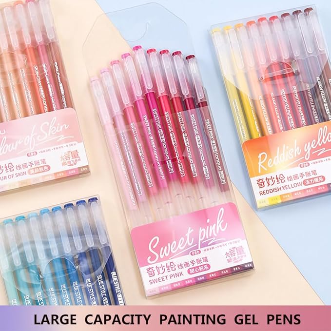 Gel Pens with Fine Point 0.6mm, 9 Colors Drawing Pencils for Adult Coloring Books Smooth Writing Pen Set for Journaling(Reddish Yellow)