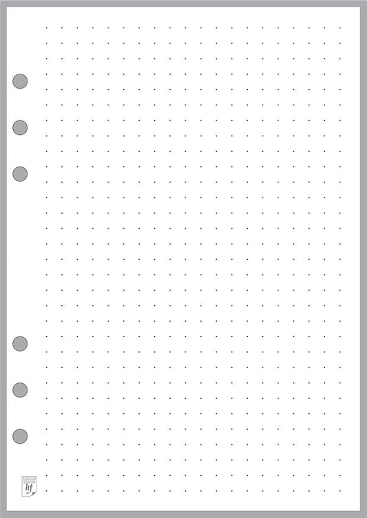 A5 Size Dot Grid Paper Refill (5mm), Sized and Punched 6-Ring A5 Notebooks by Filofax, LV (GM), Kikki K, TMI, and Others. Sheet Size 5.83" x 8.27" (148mm x 210mm)