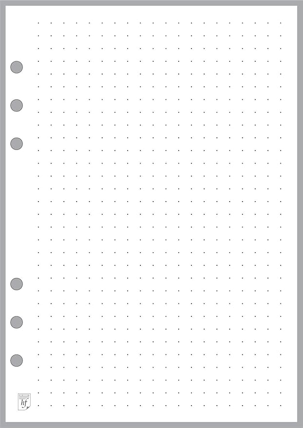 A5 Size Dot Grid Paper Refill (0.25"), Sized and Punched 6-Ring A5 Notebooks by Filofax, LV (GM), Kikki K, TMI, and Others. Sheet Size 5.83" x 8.27" (148mm x 210mm)