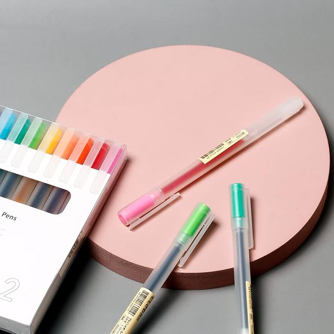 0.5mm Gel Pen Fine Point Colorful Pens for Journaling,12 Color Journal Pens Smooth Writing Colored Pens,Assorted Colors, Pack of 12