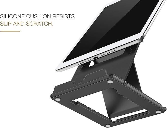 MoKo Phone/Tablet Stand, Foldable Desktop Holder Fit with iPhone 17/17 Air/17 Pro/17 Pro Max, iPhone 16/Pro/Pro Max/Plus, iPhone 15/Pro/Pro Max/Plus, iPhone 14/Pro/Pro Max/Plus,Steam Deck,Black(Large)