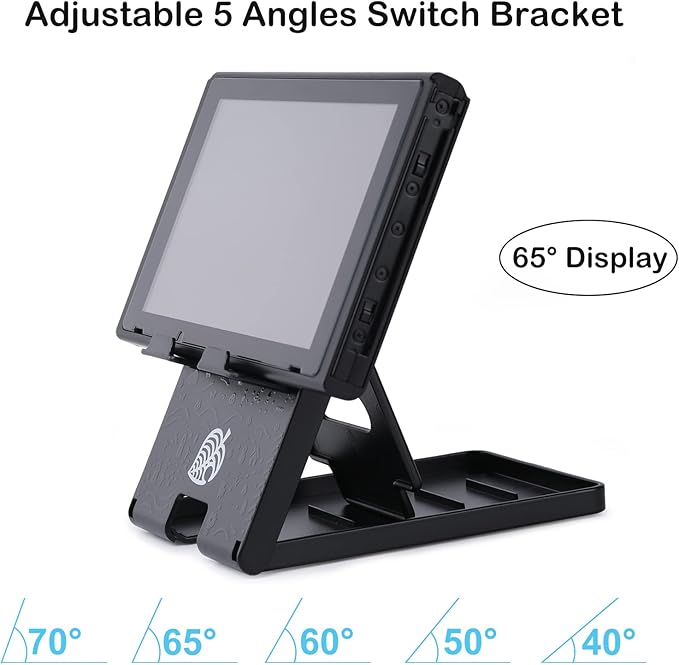 Tscope Switch Stand for Nintendo, for Animal Crossing Adjustable Switch 2 / Lite/OLED Compact Portable Foldable Holder for Nintendo Accessories (Black)