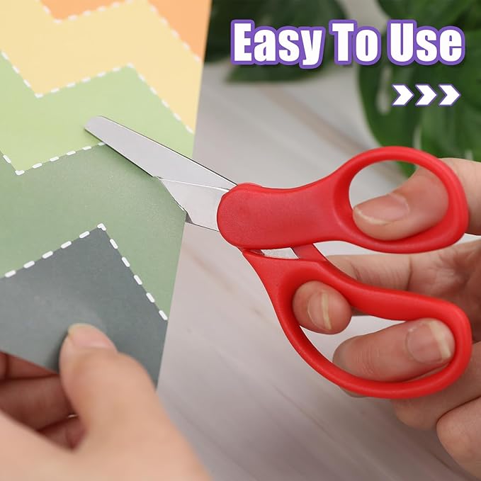 30 Packs 5" Small School Student Blunt Tip Craft Kids Scissors, Stainless Steel Blades Comfort Grip 5 Inch Safety Scissors Bulk for Children Toodler Cutting Paper