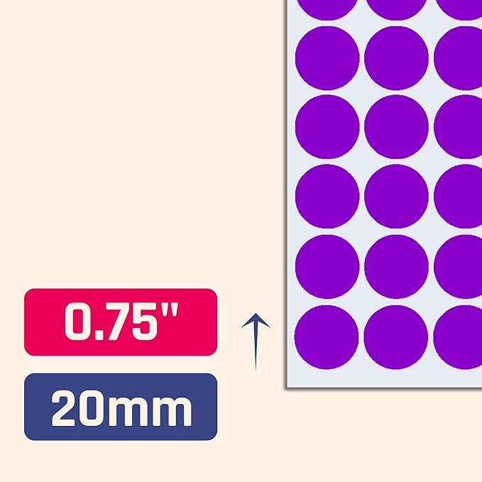 8000 Pack, 3/4" Round Dot Stickers Circle Labels - Purple