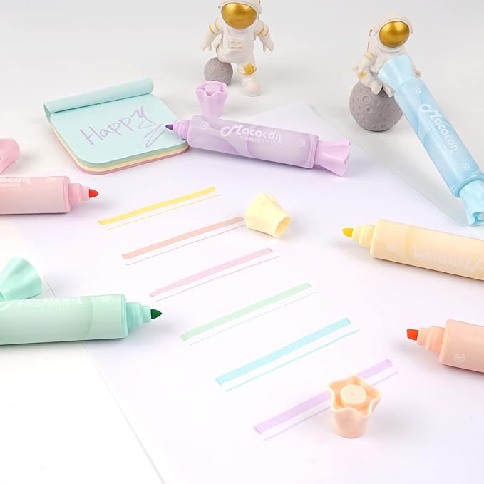 18 Pack 6 Colors Candy Shape Highlighter Daylight Fluorescent ink Highlighter for Students