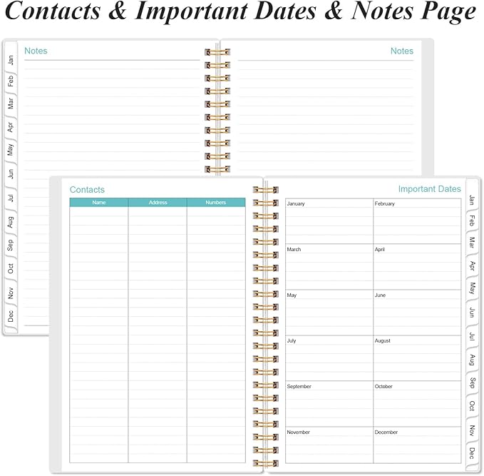 2026 Planner - Planner 2026 from January 2026 - December 2026, Weekly & Monthly Planner Spiral Bound with 12 Monthly Tabs, Inner Pocket, 6.4" x 8.5", Flower-A