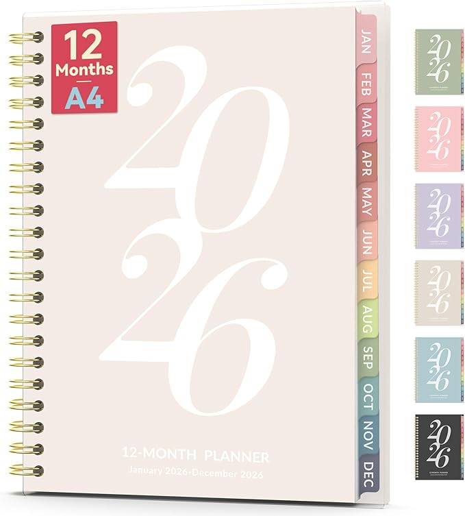 Forvencer 2026 Planner Weekly and Monthly, Jan - Dec 2026, 8.5” x 11”, Large Agenda Planner for Women, Aesthetic Calendar Planner with Spiral Bound, Month Tab, Flexible Cover for School, Office, Beige
