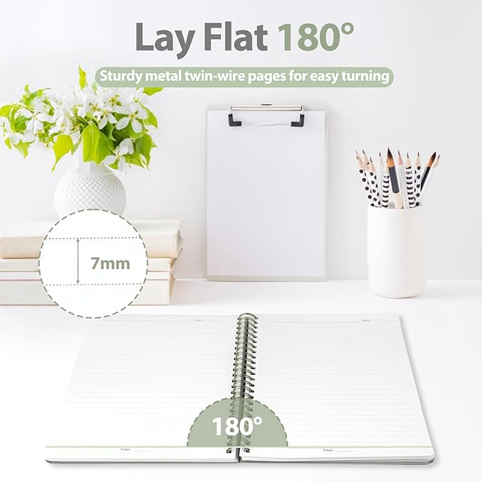 Journaling Notebooks, A5 Lined Spiral Notebook for Women & Men, 146 Pages College Ruled Hardcover Note Book for Work, Note Taking, Journaling, School, Writing (GREEN)