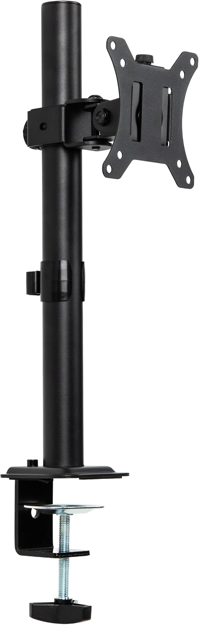 Mind Reader Single Monitor Desk Mount for 13"-32" Screens, VESA 75x75/100x100, 180° Rotation, ±90° Swivel, ±45° Tilt, 17.6 lb Load Capacity, Cable Management, Quick Release, Black