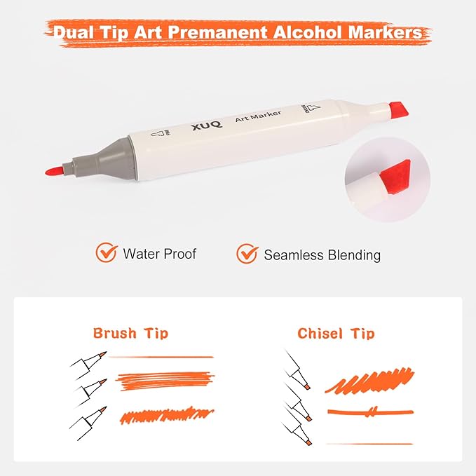 Alcohol Markers, 80 Colors Dual Brush Tip Permanent Art Markers, Coloring Marker, for Book Painting Card Making, Christmas gift for Adults Great Value Pack for Beginners