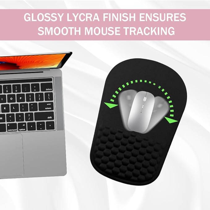 Ergonomic Mouse Pad with Wrist Rest Support, Mousepad with Comfortable Memory Foam Wrist Rest and Non-Slip PU Base for Pain Relief, Computer, Laptop, Office, Home (Black)