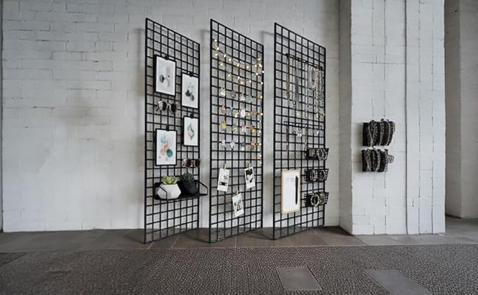 Only Hangers - Black Commercial Grade Gridwall Art Display Panels – Heavy Duty Grid Panel for Any Retail Display - Art and Trade Show Panels (2' x 6', 3)