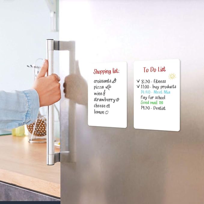 Small Magnetic Whiteboard for Fridge 5x7 in - Dry Erase Board for Refrigerator - Small Magnet List for Frig - Magnetics White Board Sheet - Fridge List Magnet - Mini Magnetic Grocery Shoping