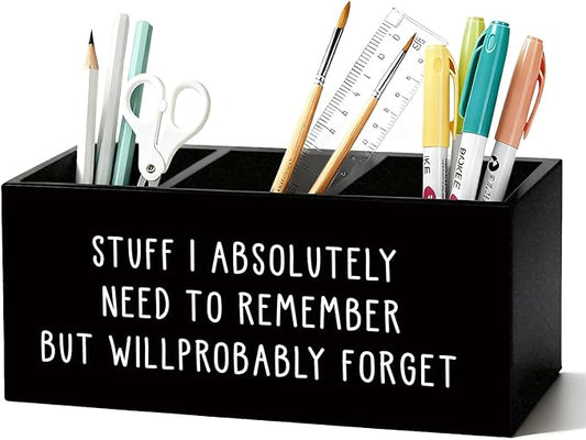 Funny Pen Holder, Funny Pencil Holder for Desk, Office Humor Gifts, Coworkers Gifts for Women Men Wooden Box Sign Decorations for Office Workplace Desk Tabletop