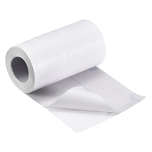 uxcell Wood Grain Tape, 4.72" x16 Ft Wall Paper Border Sticker Self-Adhesive Wood Grain Repair Patch with Scraper for Wall Corner Table Door Sofa Furniture Home Decor (White)