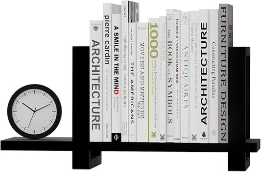 Adjustable Desktop Bookshelf, Retro Tabletop Bookshelf, Desk Shelf for Top of Desk in Living Room, Home, Office, Perfect for Magazine, Books, Cookbooks, No Tools Required to Assemble (Black)