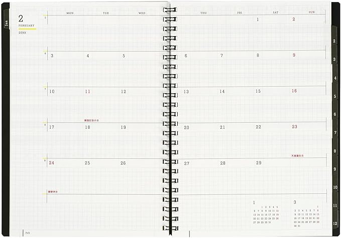 Maruman MNEMOSYNE Monthly Diary 2025, Monthly Planner with Tabs, 8.27 x 5.83 Inches (A5), 1 ea (MND283-25)