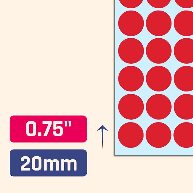 2000 Pack, 3/4" Round Dot Stickers Circle Labels - Red