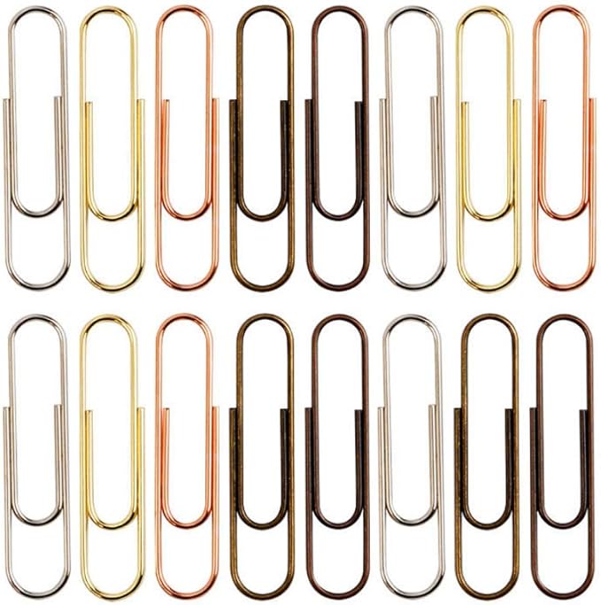 Rurili 50 Pieces 50 mm Metal Paper Clips for Office School and Personal Use (Bronze)
