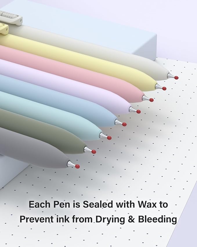 8Pcs Gel Pens - 0.5mm Black Ink Pens Fine Point Smooth Writing, Quick Drying Retractable Pen for Journaling, Cute School & Office Supplies