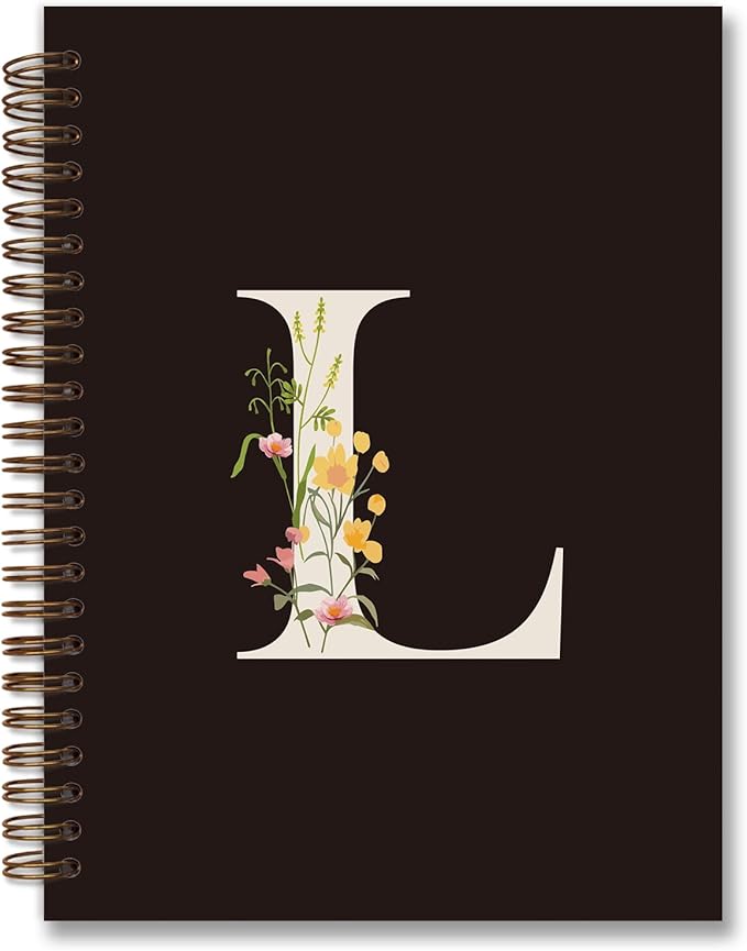 Trendy Personalized Journal Hardcover Spiral Notebook,Black Initial Letter L Notebook,Monogrammed Gifts for Women Teen Girl,College Ruled Hardcover Spiral Notebook 5.5 x 8.3