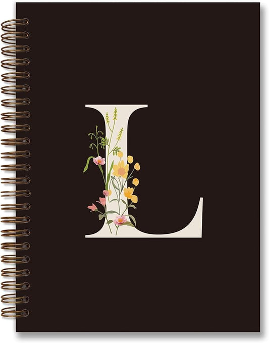 Trendy Personalized Journal Hardcover Spiral Notebook,Black Initial Letter L Notebook,Monogrammed Gifts for Women Teen Girl,College Ruled Hardcover Spiral Notebook 5.5 x 8.3