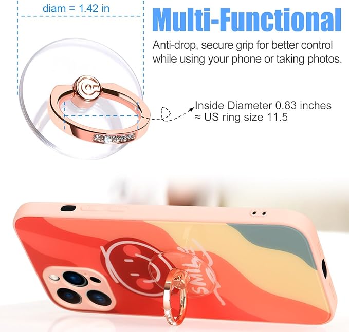 Transparent Phone Ring Holder Grip - EI Sonador Clear Cell Phone Ring Stand Holder Finger Grip Kickstand 360° Rotation, Compatible with Most of Phones, Tablets and Case (2 Rose Gold Diamond)