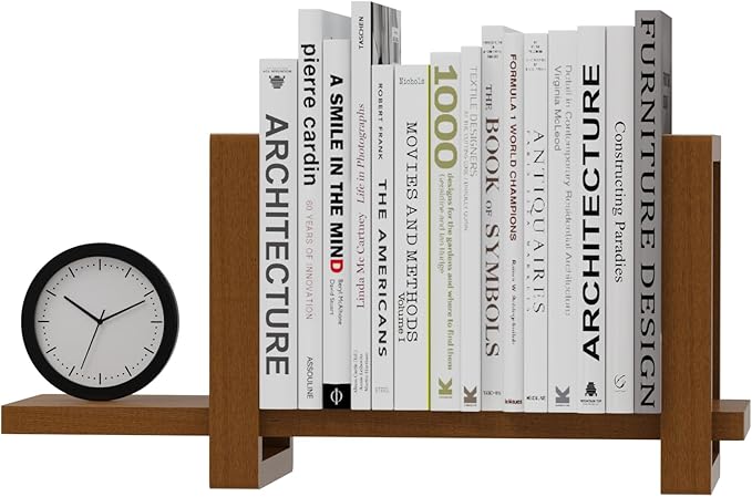 Adjustable Desktop Bookshelf, Retro Tabletop Bookshelf, Desk Shelf for Top of Desk in Living Room, Home, Office, Perfect for Magazine, Books, Cookbooks, No Tools Required to Assemble (Walnut Brown)