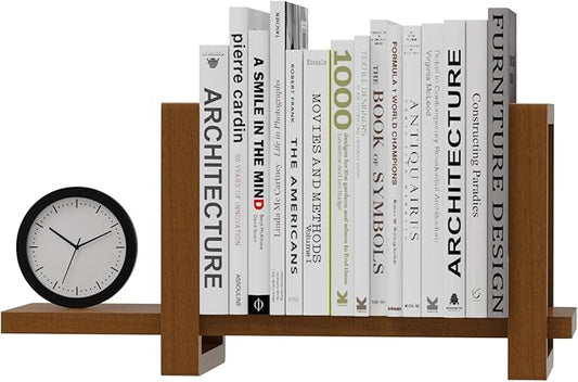 Adjustable Desktop Bookshelf, Retro Tabletop Bookshelf, Desk Shelf for Top of Desk in Living Room, Home, Office, Perfect for Magazine, Books, Cookbooks, No Tools Required to Assemble (Walnut Brown)