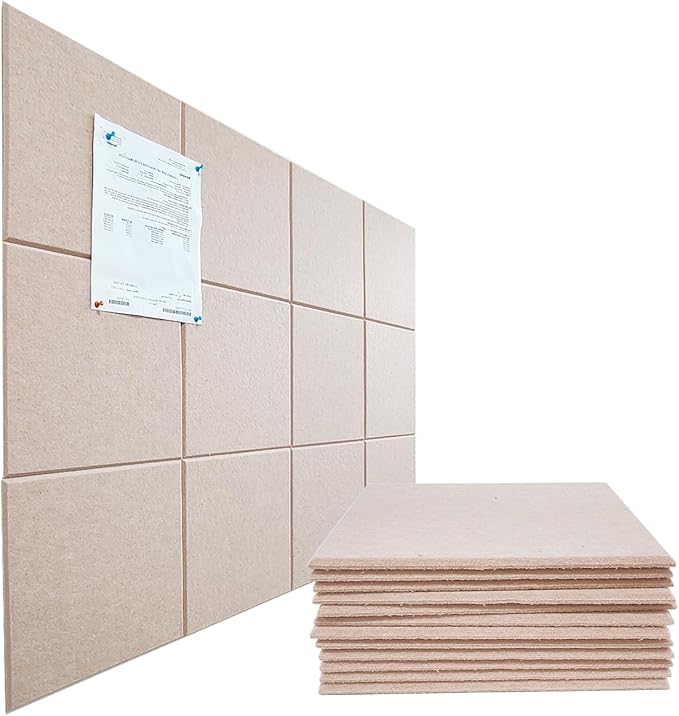 Large Cork Board Alternative, 11.8''x11.8'' 12 Pack Felt Bulletin Board with Safe Removable Adhesive Tabs, Connectable Felt Wall Tiles Bulletin Boards Cork Boards for Walls (Light Pink, 12 Panels)