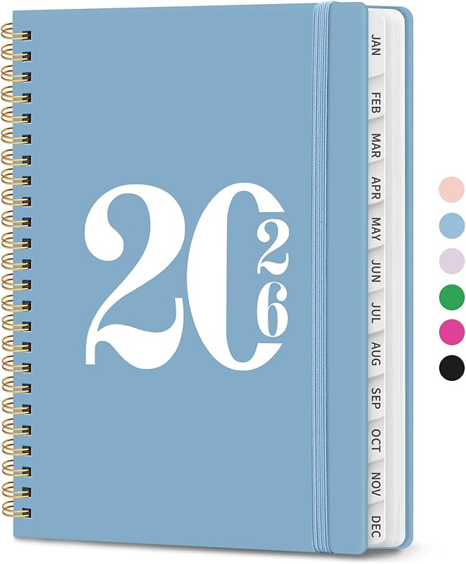 2026 Planner, Weekly and Monthly Calender Planner, Jan 2026 to Dec 2026, Hardcover 2026 Calendar Book with Tabs & Inner Pocket, Office Home School Supplies for Women & Men - A5 (6.3" x 8.5"), Blue