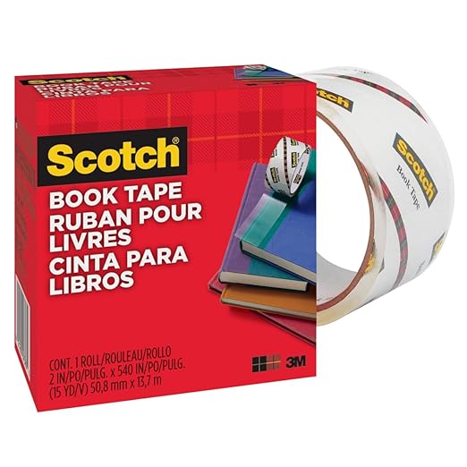 Scotch Book Tape, 2 in x 540 in, Excellent for Repairing, Reinforcing Protecting, and Covering (845) - (24-Pack)