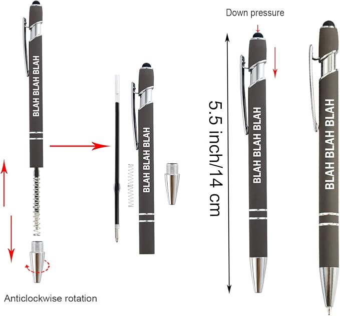 PASISIBICK 12 Pieces Funny Sarcastic Ballpoint Pens, Office Snarky Touch Screen Stylus Pen Encouraging, Black Ink (12 Color,Negative)