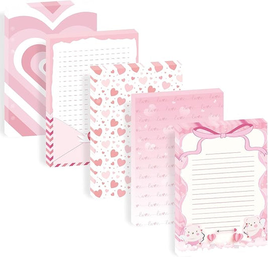 100 Sheets Pink Love Heart A5 Planner Inserts - 120GSM Thick Refill Paper for A5 6-Ring Binder, Cute Bear Loose Leaf Sheets for Journal Diary Budget Planning