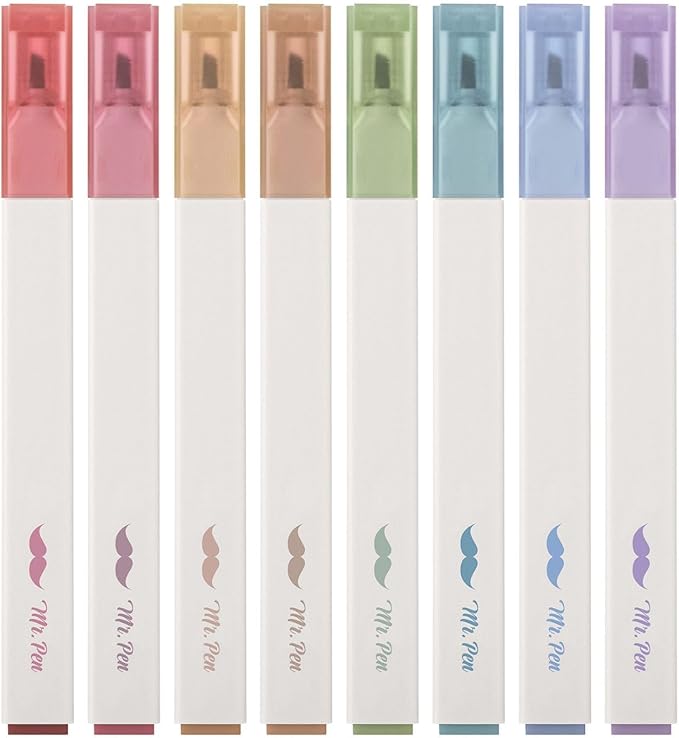 Mr. Pen Aesthetic Highlighters - 8 pcs, Vintage Color, Chisel Tip, Assorted Colors, No Bleed Bible Highlighters
