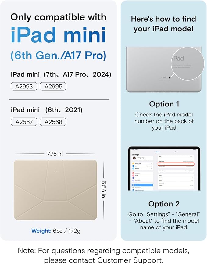 MOFT Dynamic Folio Tablet Stand for Desk Compatible with iPad mini A17 Pro 2024 & iPad mini 6th A15 2021, Slim Magnetic Tablet Holder Case with 20+ Viewing Angles, Beach White x Terracotta