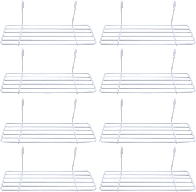 Yaegoo 8 Pack Grid Wall Shelves, White Wire Straight Shelf with Hook, Hanging Shelf for Home Supplies, 9.8" L x 3.9" D