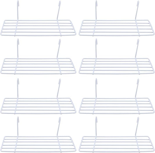 Yaegoo 8 Pack Grid Wall Shelves, White Wire Straight Shelf with Hook, Hanging Shelf for Home Supplies, 9.8" L x 3.9" D