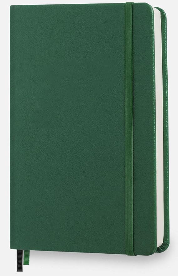 Minimalism Art, Premium Hard Cover Notebook Journal, Classic 5" x 8.3", 122 Numbered Pages, Gusseted Pocket, Ribbon Bookmark, Extra Thick Ink-Proof Paper 120gsm, San Francisco (Plain, Green)