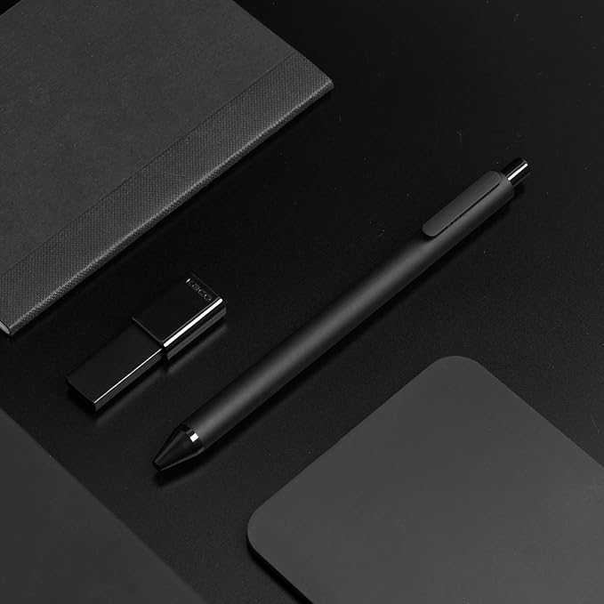 Kaco PURE Gel Pens Black Ink 0.7 mm Medium Point, 10 Pieces Set, Original Design, Quick Drying Aesthetic Note Taking Pens Office Supplies Cute Stationery Low Center of Gravity