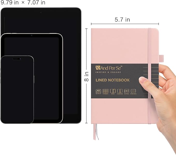 &And Per Se Lined Journal Notebook, 160 Pages, A5 5.7 x 8 inches Hardcover Notebook Journals for Writing, Valentine's Day Gift Journal for Her, Romantic Writing Diary for Women (1 Pack, Pink)