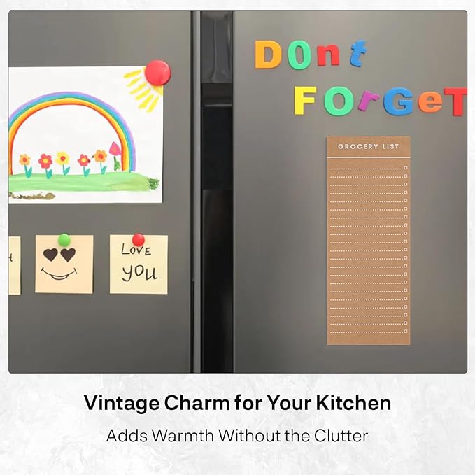 6 Vintage Magnetic Notepads (2 Meal Planner, 2 To-Do List, & 2 Grocery List Pad) – Fridge Notepad Comes With Full Magnetic Back- Shopping List, Daily Task, Food Planner, Refrigerator Notepad, Memo Pads – 3.5 x 7.5 inches