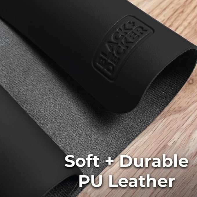 BLACK+DECKER Water-Resistant Nightstand Mat, 7.5" x 11" – Protects Nightstands from Liquids & Dirt, Travel-Ready, Stylish PU Leather Protector, Night Stand Covers, End Side Table Pad, Coffee Table Top