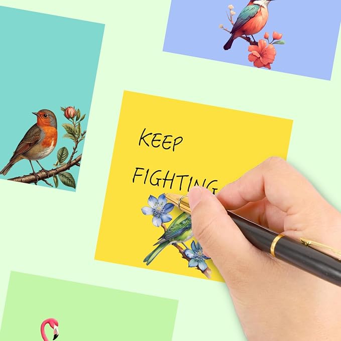 9 Pads Cute Sticky Notes Set, 3" x 3" Bird Self Stick Notepads, Funny Sticky Notes Set, Bird Stationery, Kawaii Adhesive Memo Pads, Bird Lover Gifts, Office Decor Desk Accessories, School Supplies
