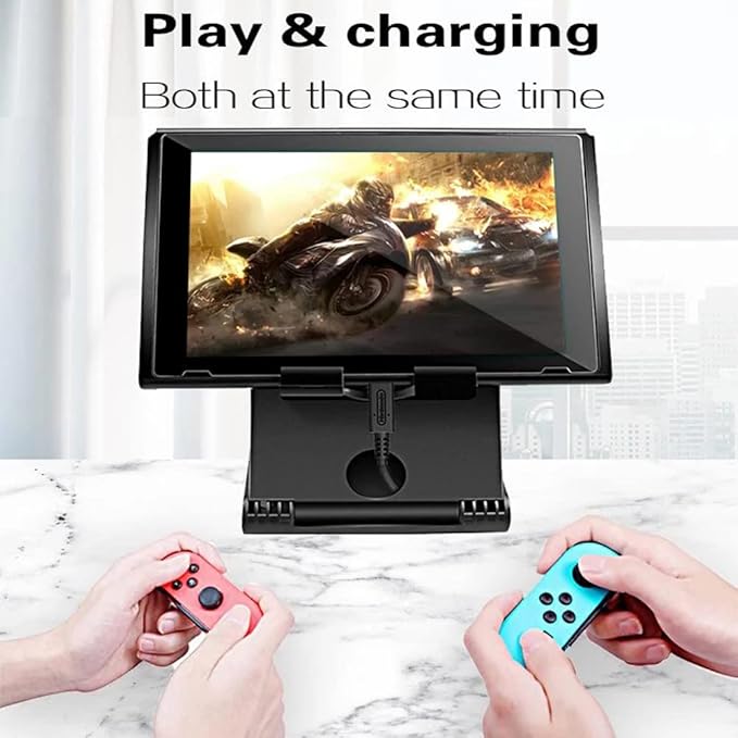 Adjustable Foldable Playstand Compatibe with Nintendo Switch Console, Portable Compact Play Stand Holder Mount Bracket with 3 Height Settings