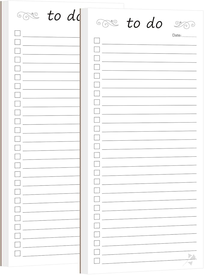 To Do List Notepad, Daily Task Planner Writing Pad, 2-Pack 3.7x8.5, College Ruled, Simple Stylish To-Dos Memo Pad for Planning, Tasks, Appointments, Reminders, Home, Office - 50 Sheets per Pad (To Do - No Magnet, 3.7" x 8.5")