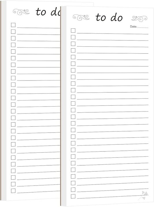 To Do List Notepad, Daily Task Planner Writing Pad, 2-Pack 3.7x8.5, College Ruled, Simple Stylish To-Dos Memo Pad for Planning, Tasks, Appointments, Reminders, Home, Office - 50 Sheets per Pad (To Do - No Magnet, 3.7" x 8.5")